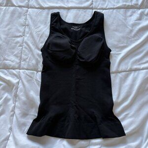 Cami Shaper Tank Top Womens Size Medium Padded Black Nylon Tummy Control